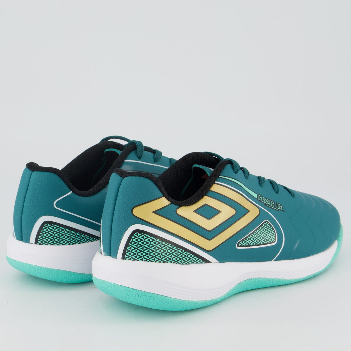 Chuteira Umbro Pro 5 Futsal Juvenil Preta e Verde Verde 3