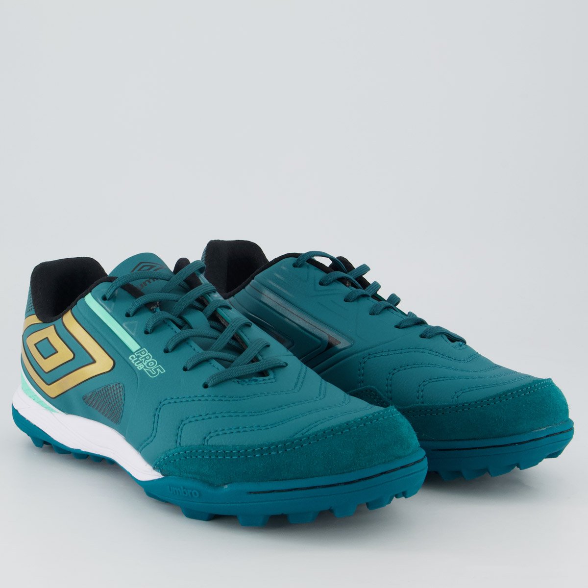 Chuteira Umbro Pro 5 Bump Club Society Preta e Verde Verde 2