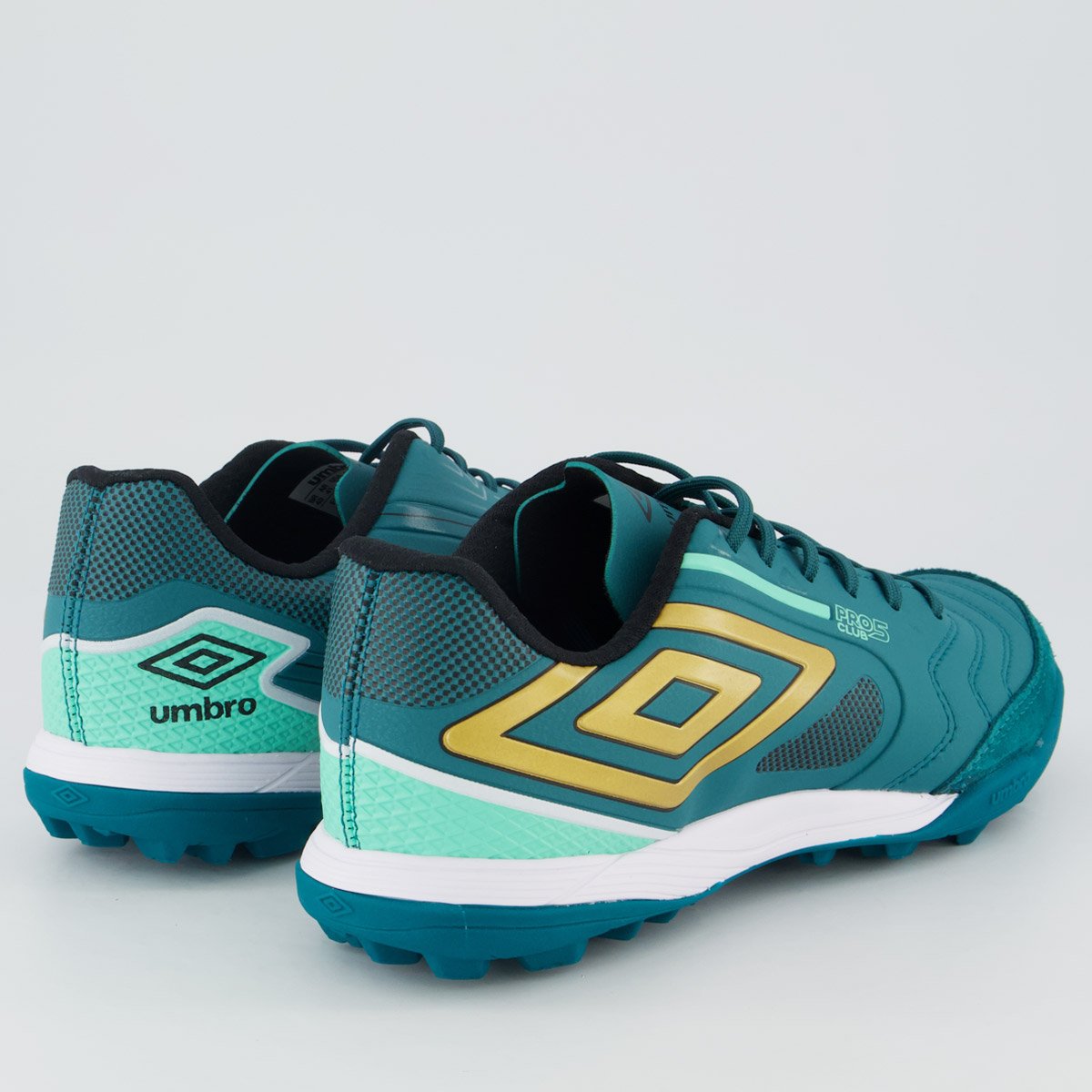 Chuteira Umbro Pro 5 Bump Club Society Preta e Verde Verde 3