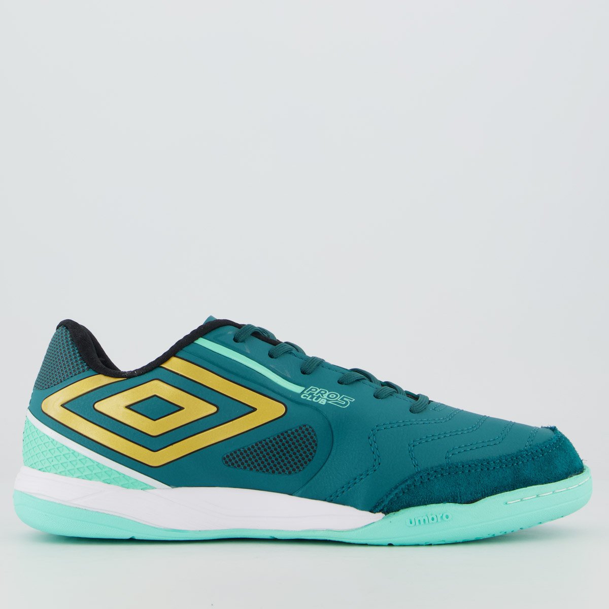 Chuteira Umbro Pro 5 Bump Club Futsal Preta e Verde