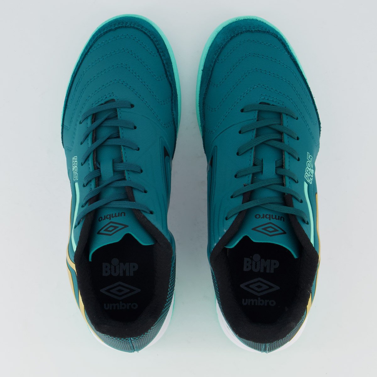 Chuteira Umbro Pro 5 Bump Club Futsal Preta e Verde Verde 4