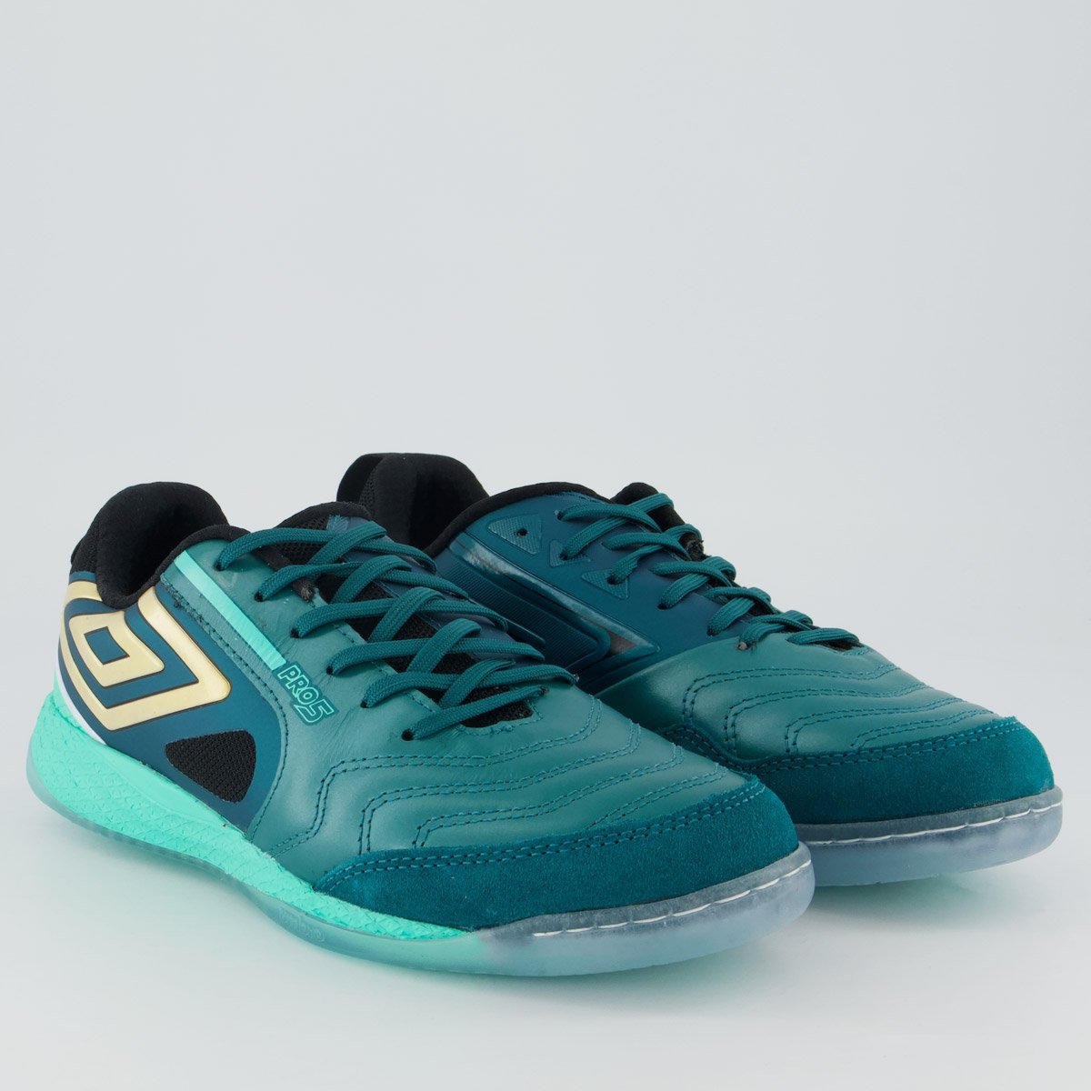 Chuteira Umbro Pro 5 Bump Futsal Preta e Verde Verde 2