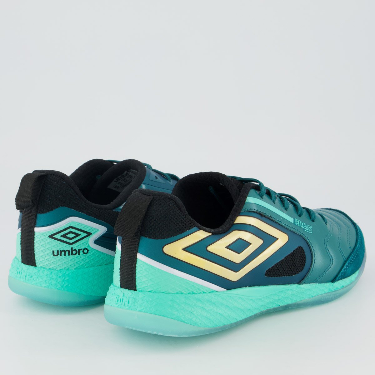 Chuteira Umbro Pro 5 Bump Futsal Preta e Verde Verde 3