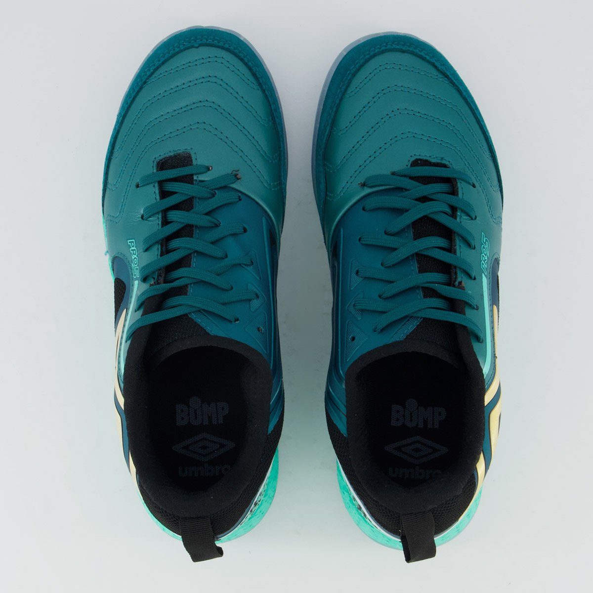 Chuteira Umbro Pro 5 Bump Futsal Preta e Verde Verde 4