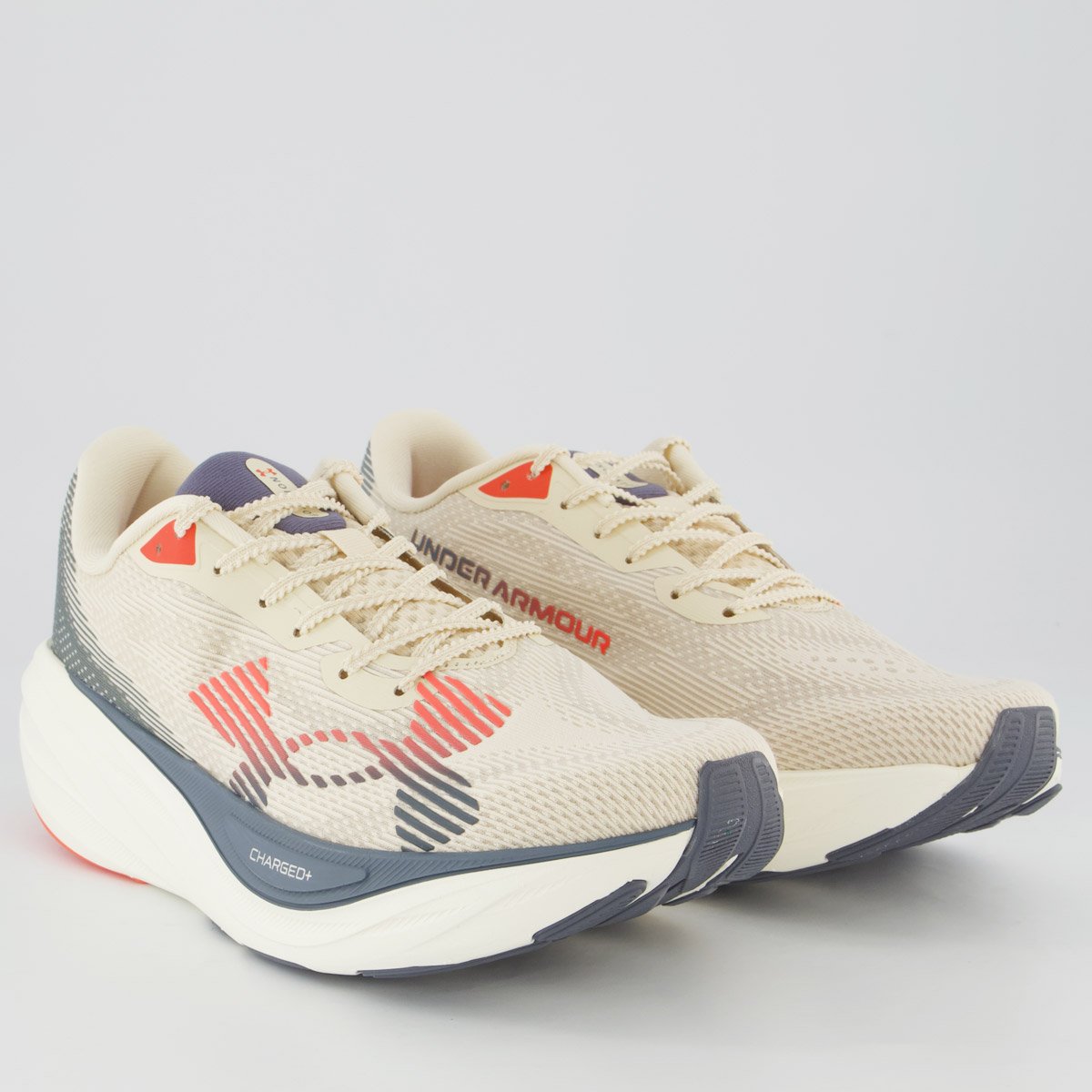 Tênis Under Armour Charged Nonstop Off White e Cinza Branco 2