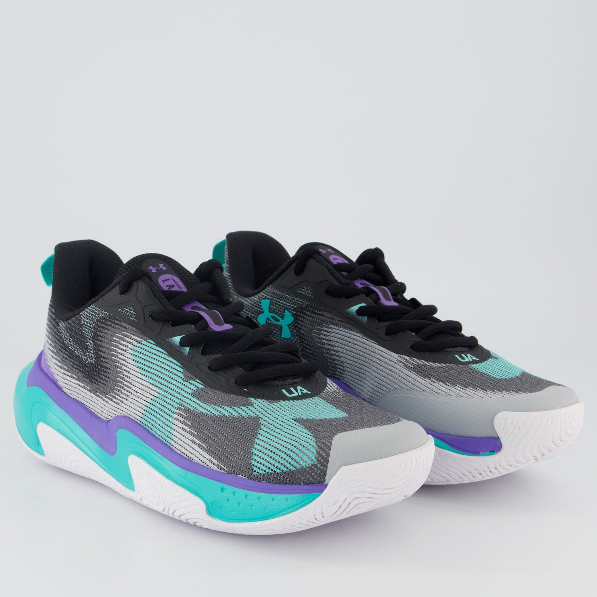 Tênis Under Armour Layup Lilás e Ciano Multicores 2