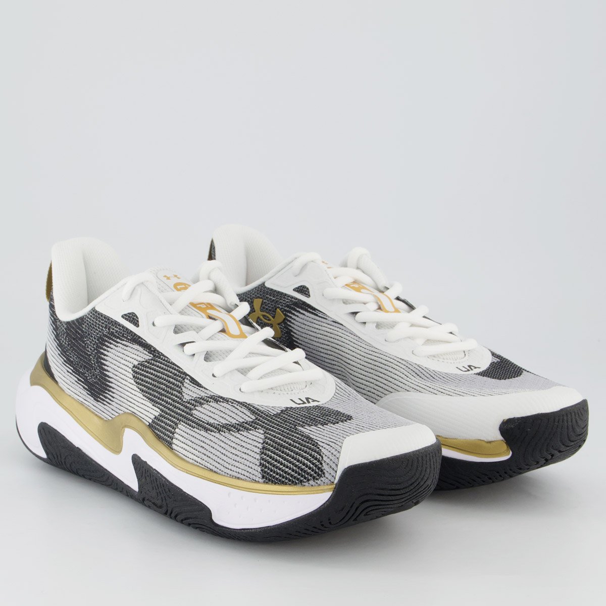 Tênis Under Armour Layup Branco e Preto Cinza 2
