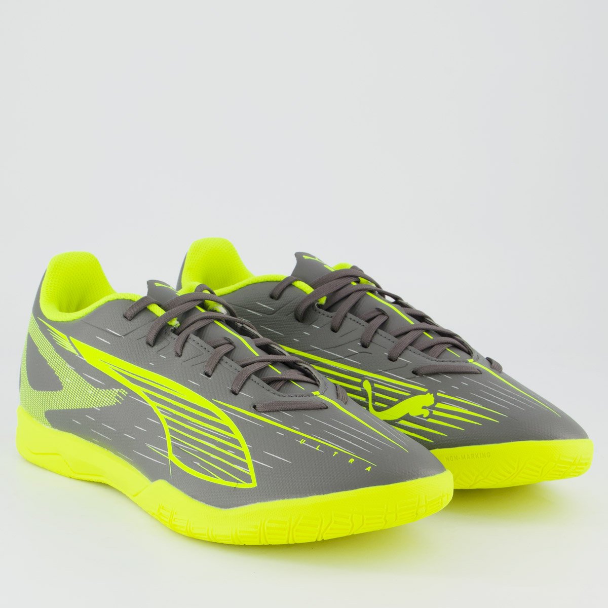 Chuteira Puma Ultra 5 Play IT Futsal Cinza e Amarelo Cinza 2