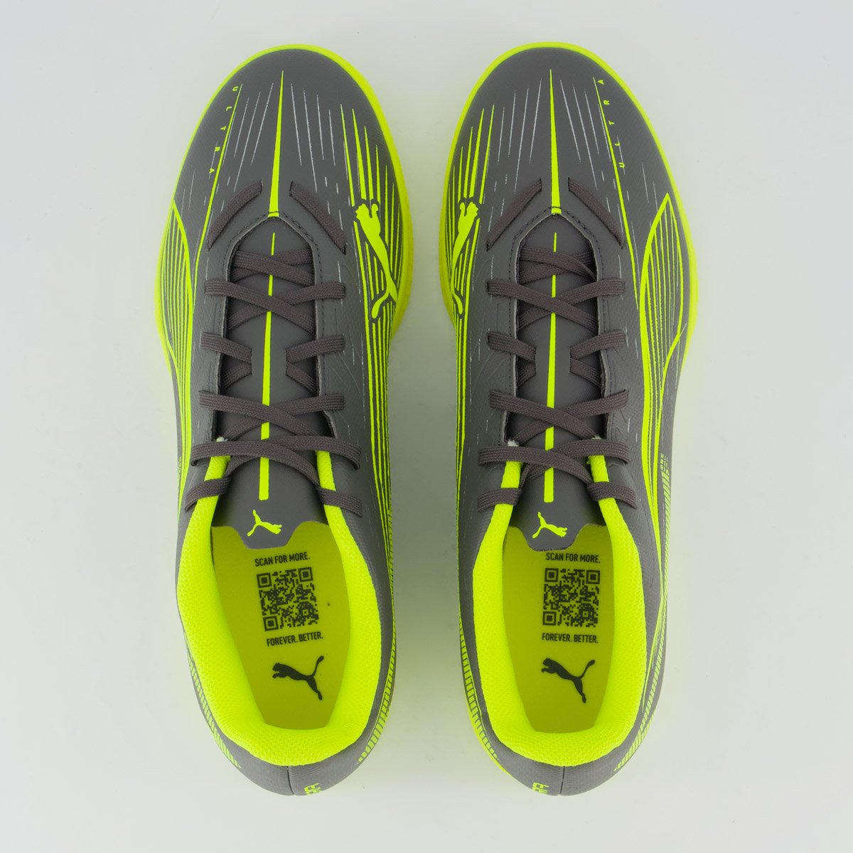 Chuteira Puma Ultra 5 Play IT Futsal Cinza e Amarelo Cinza 4