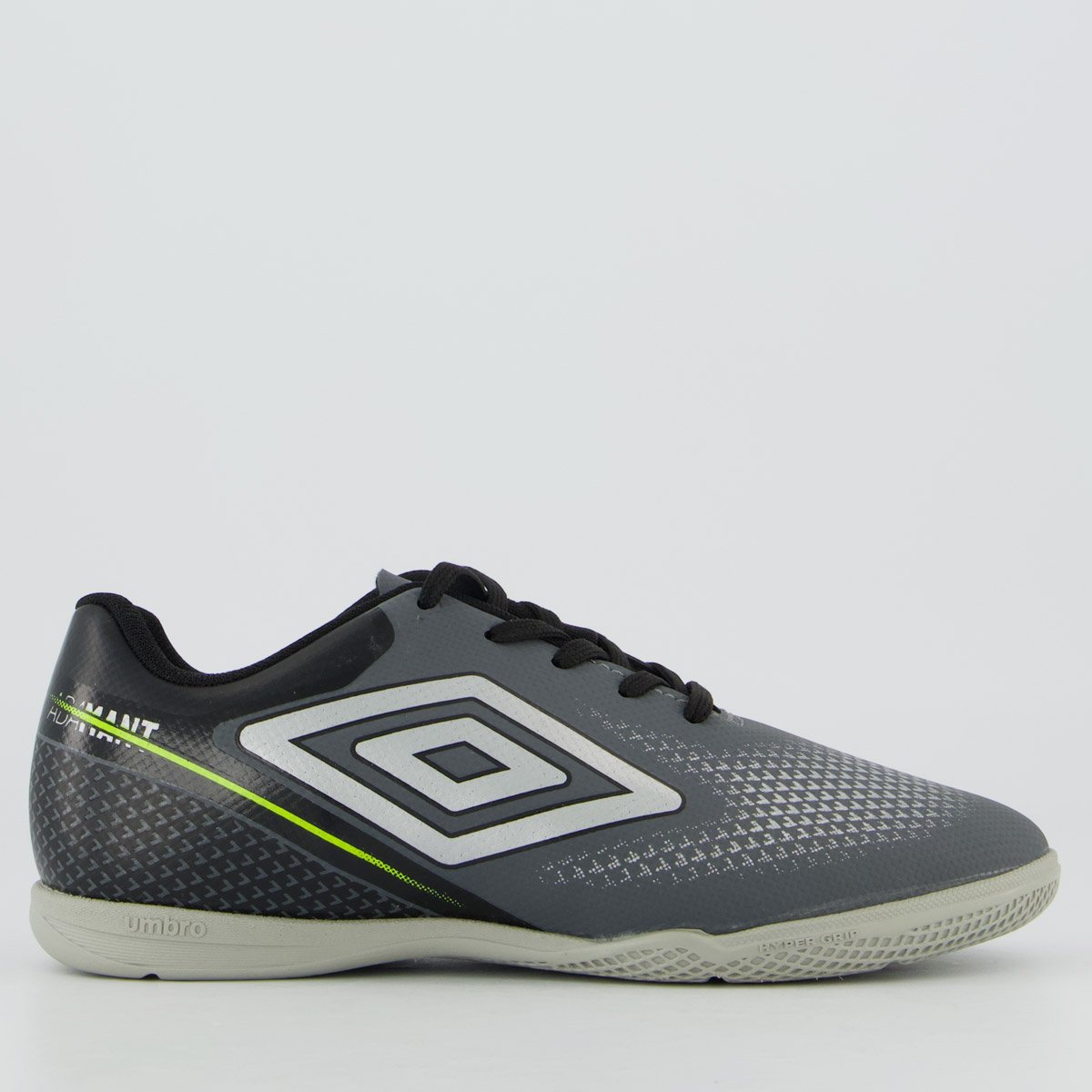 Chuteira Umbro Adamant Top Speed Futsal Juvenil Cinza e Preta