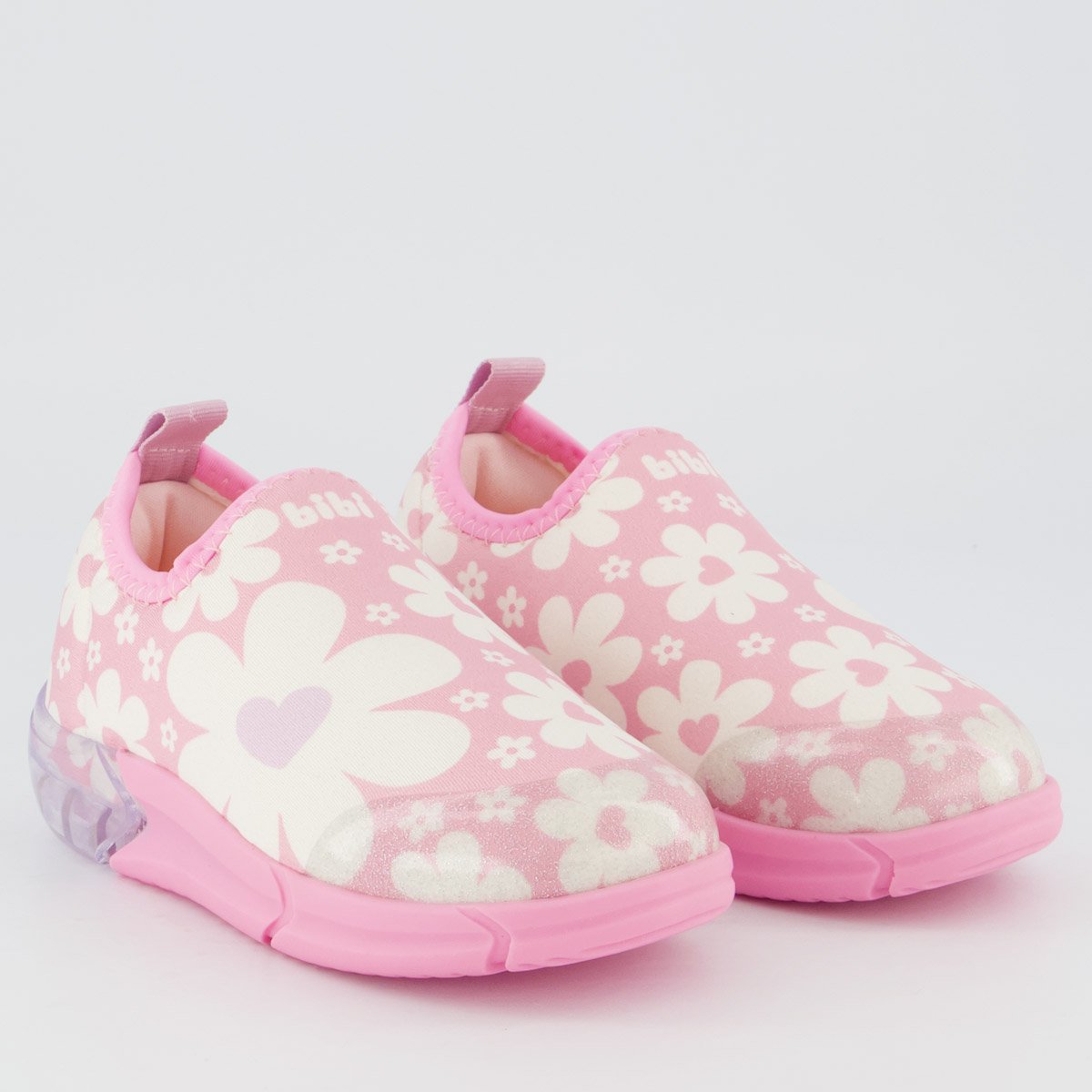 Tênis Bibi Space Floral Com Luzes Rosa Rosa 2
