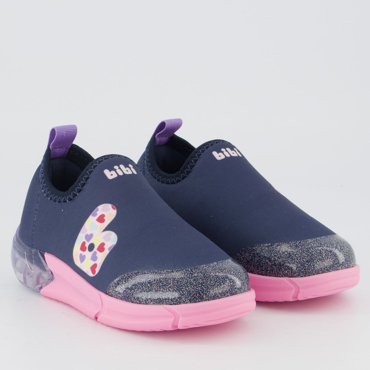 Tênis Bibi Space Marinho e Rosa com Luzes Azul 2