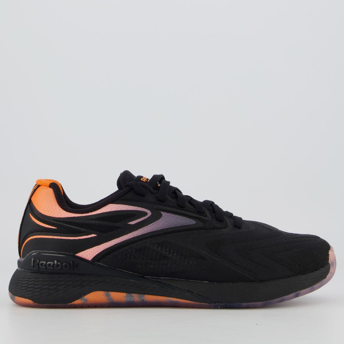 Tênis Reebok Nano X5 Edge Preto e Laranja Feminino