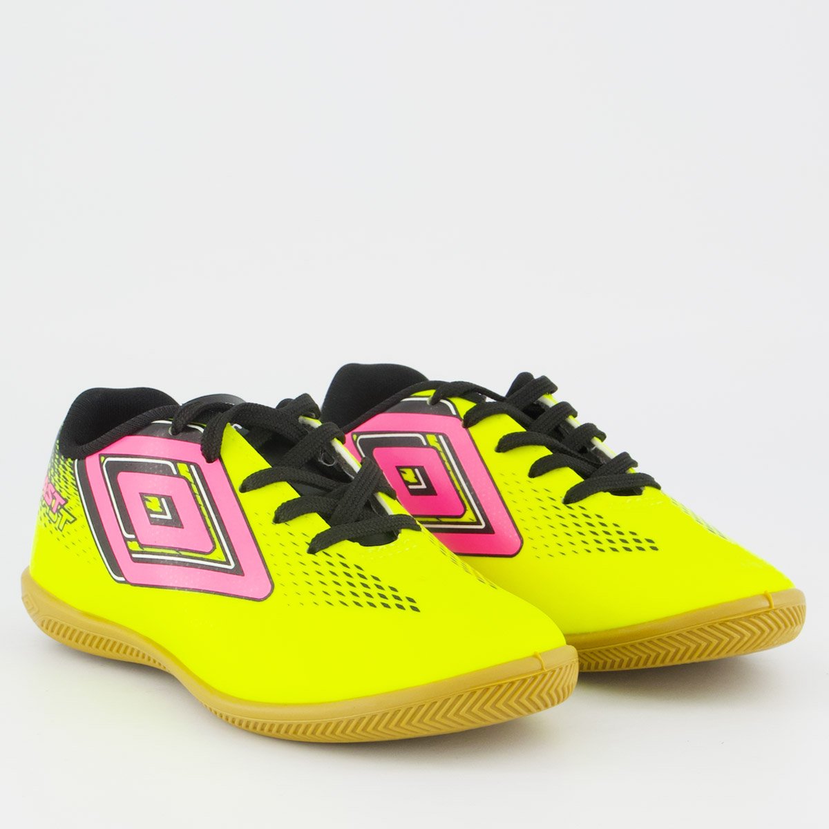 Chuteira Umbro Fast II Futsal Infantil Verde e Preta Verde/Rosa 2