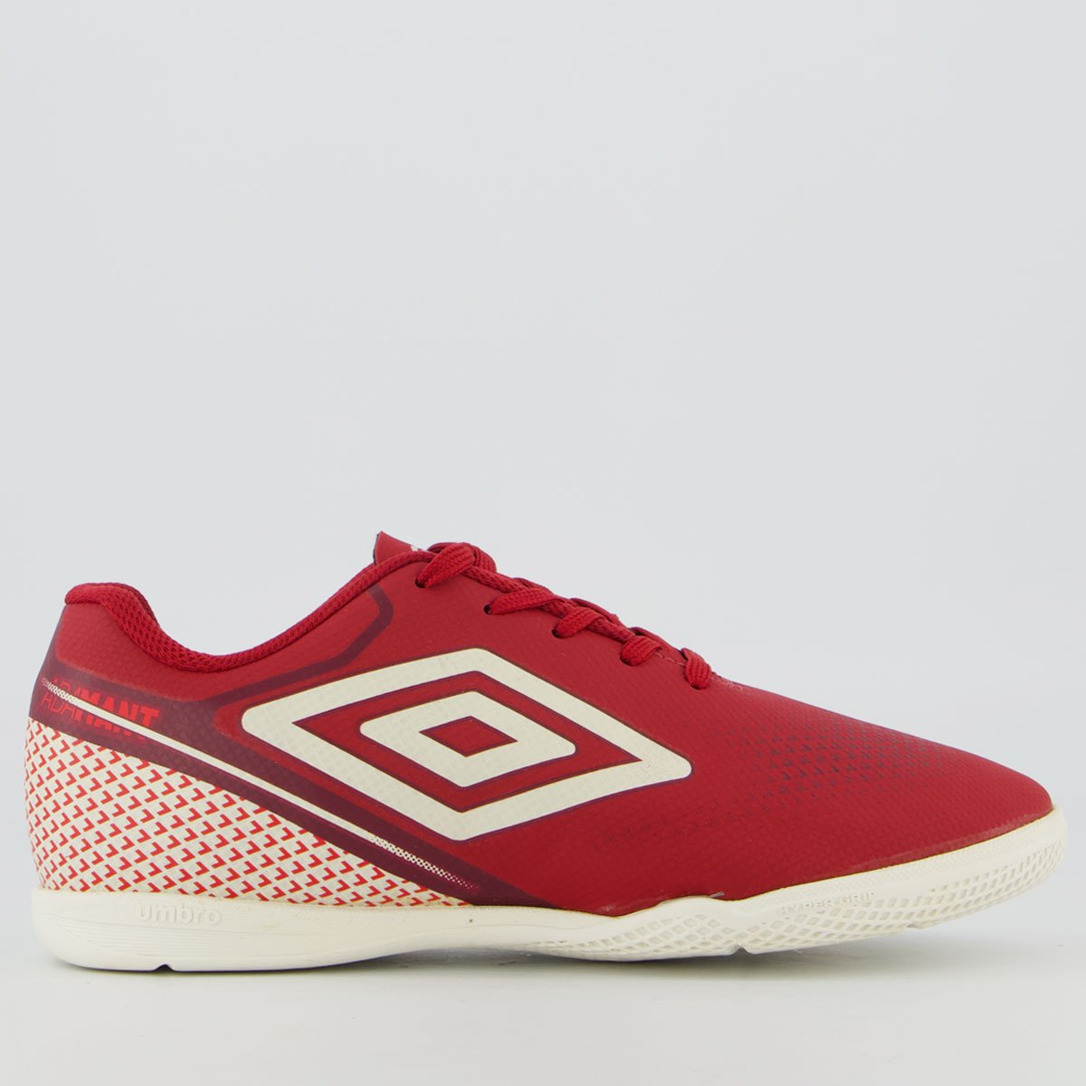 Chuteira Umbro Adamant Top Speed Futsal Juvenil Vermelha e Branca