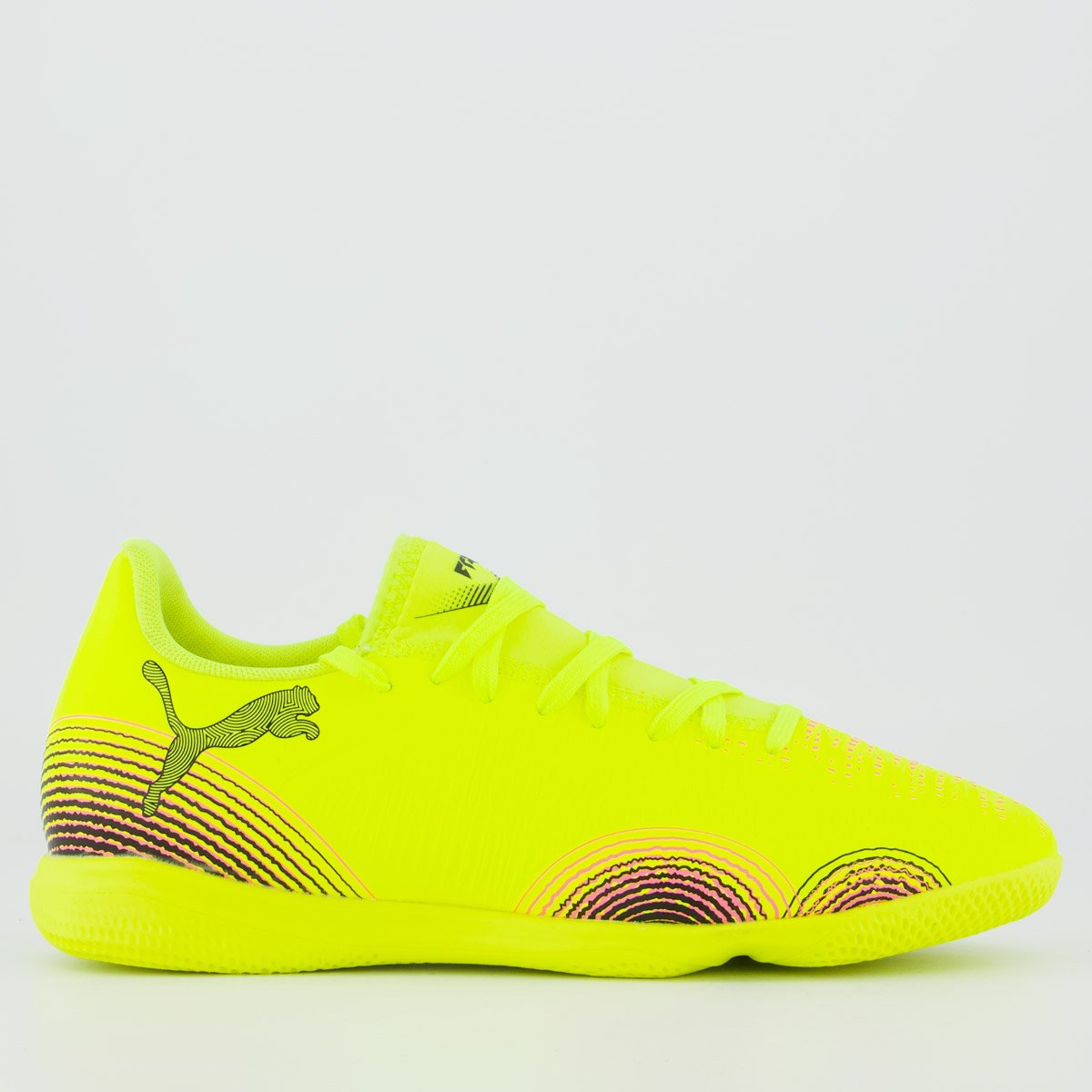 Chuteira Puma Future 8 Play Futsal Juvenil Preto e Verde