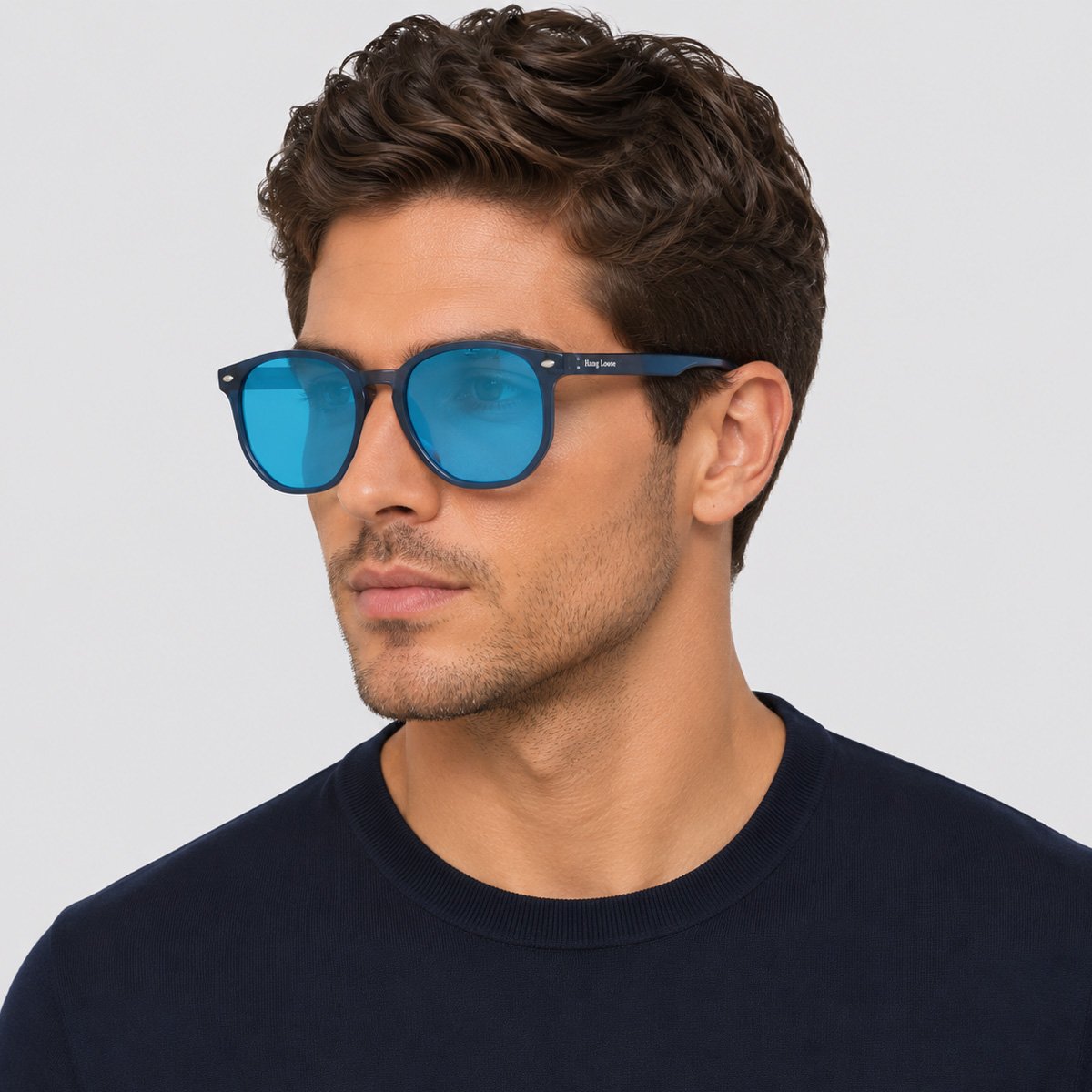 Óculos de Sol Hang Loose Laurent Preto e Azul Azul 4