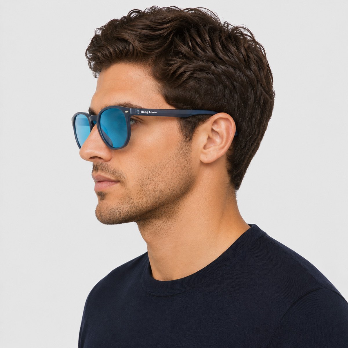 Óculos de Sol Hang Loose Laurent Preto e Azul Azul 5