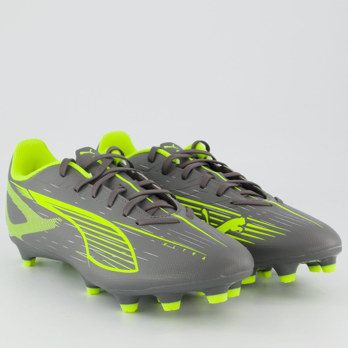 Chuteira Puma Ultra 5 Play Campo Cinza e Verde Cinza/Verde 2