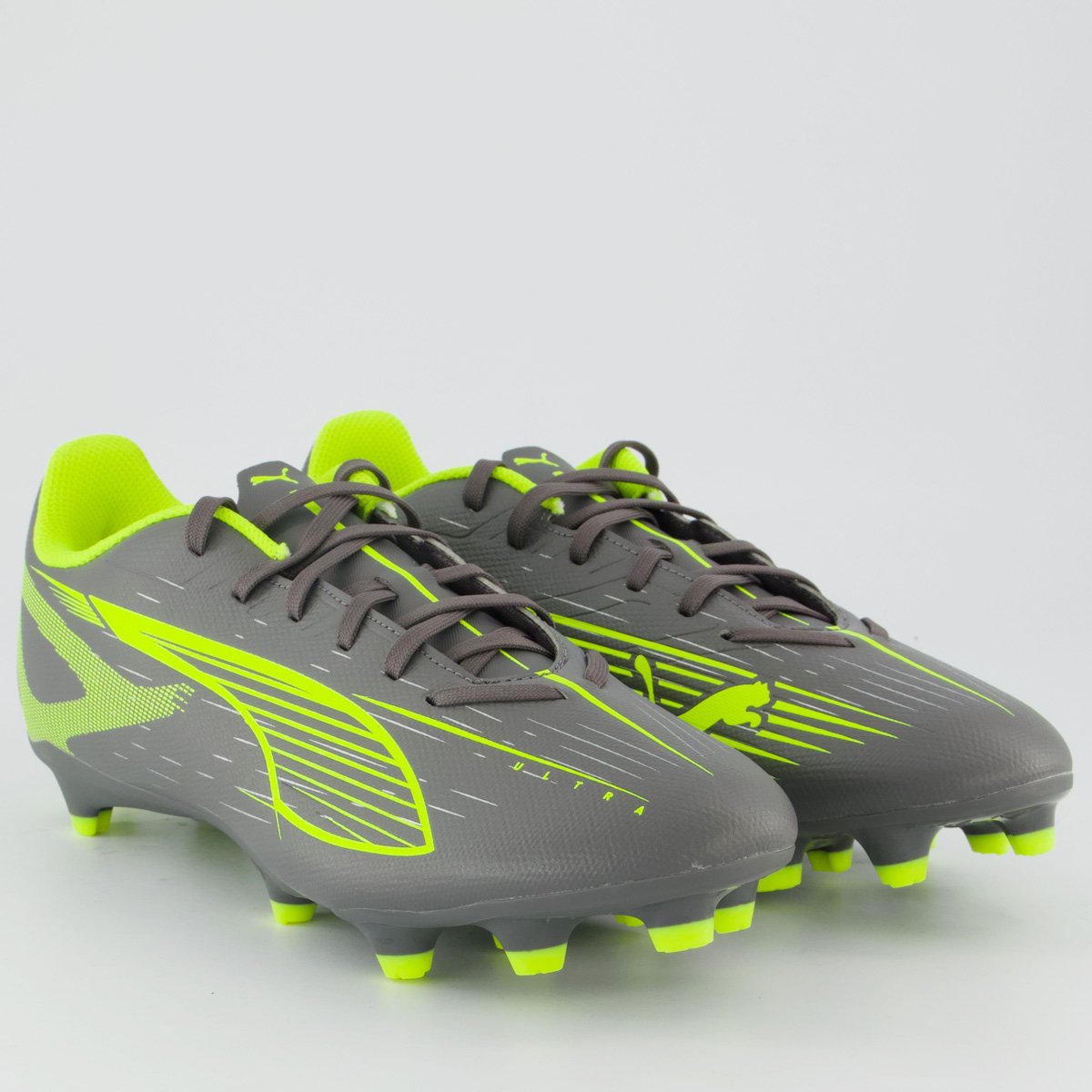 Chuteira Puma Ultra 5 Play Campo Cinza e Verde Cinza/Verde 2