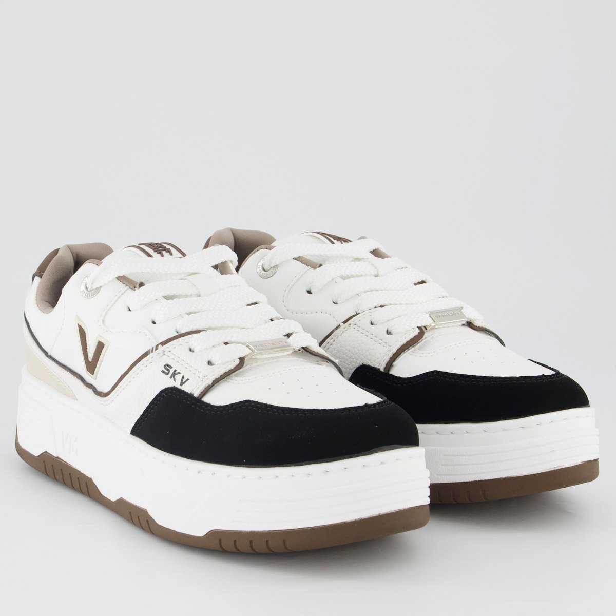 Tênis Via Marte V225 Feminino Branco e Preto Branco/Preto 2