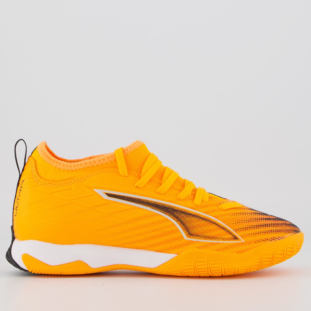 Chuteira Puma Ultra 6 Match IT + MID Futsal Juvenil Laranja e Preta