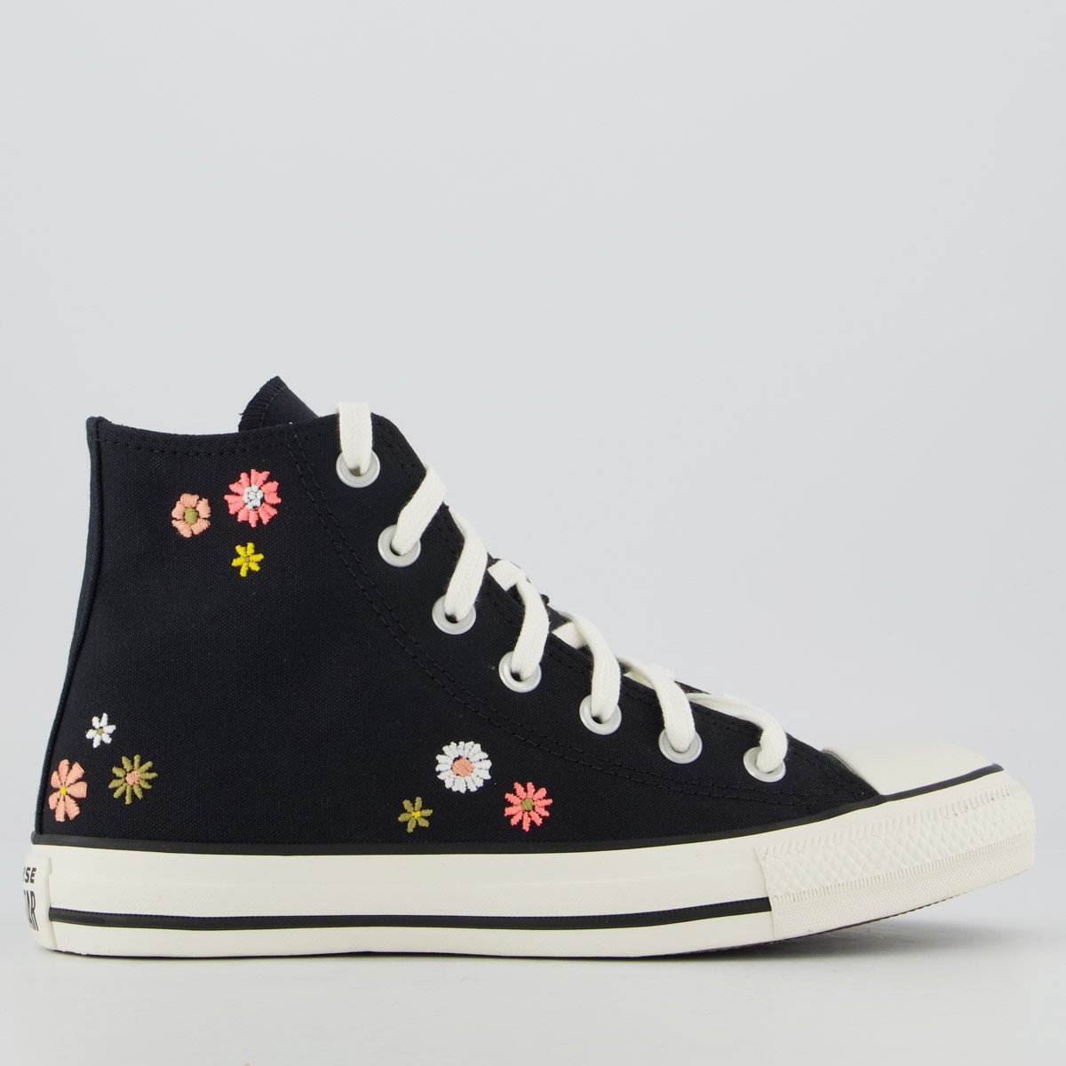 Tênis Converse All Star CK Flores Cano Alto Feminino Preto