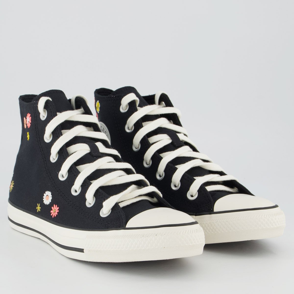 Tênis Converse All Star CK Flores Cano Alto Feminino Preto Preto 2