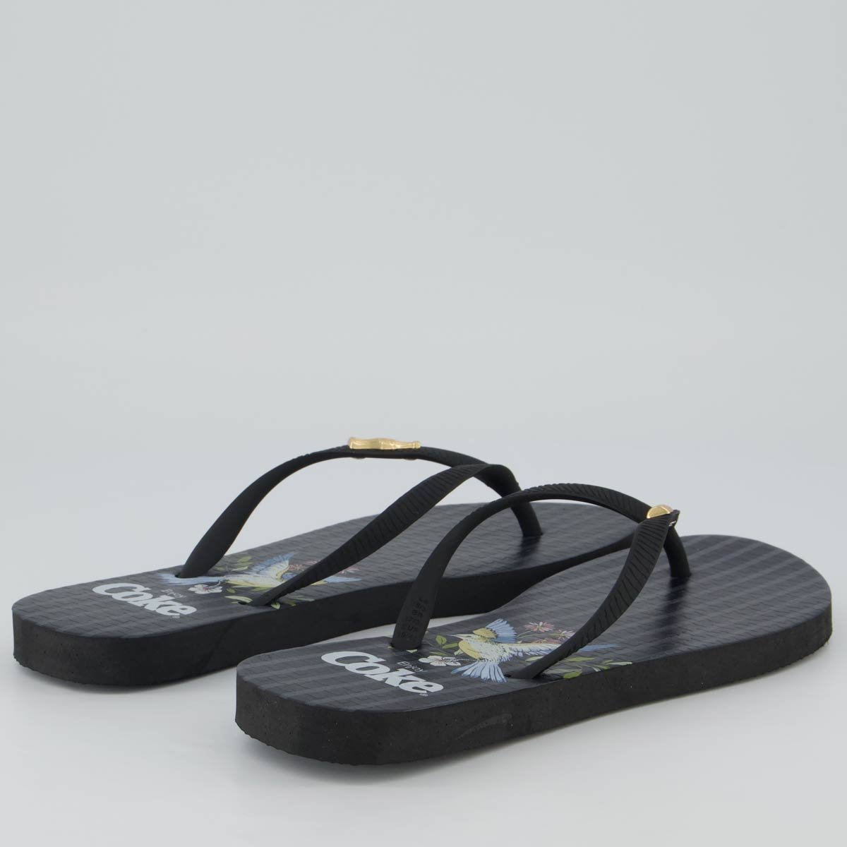 Chinelo Coca Cola Fly Bloom Feminino Preto Preto 4