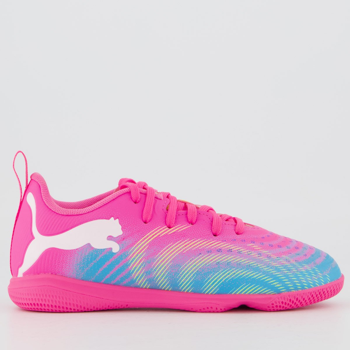 Chuteira Puma Future 9 Play Futsal Rosa Juvenil