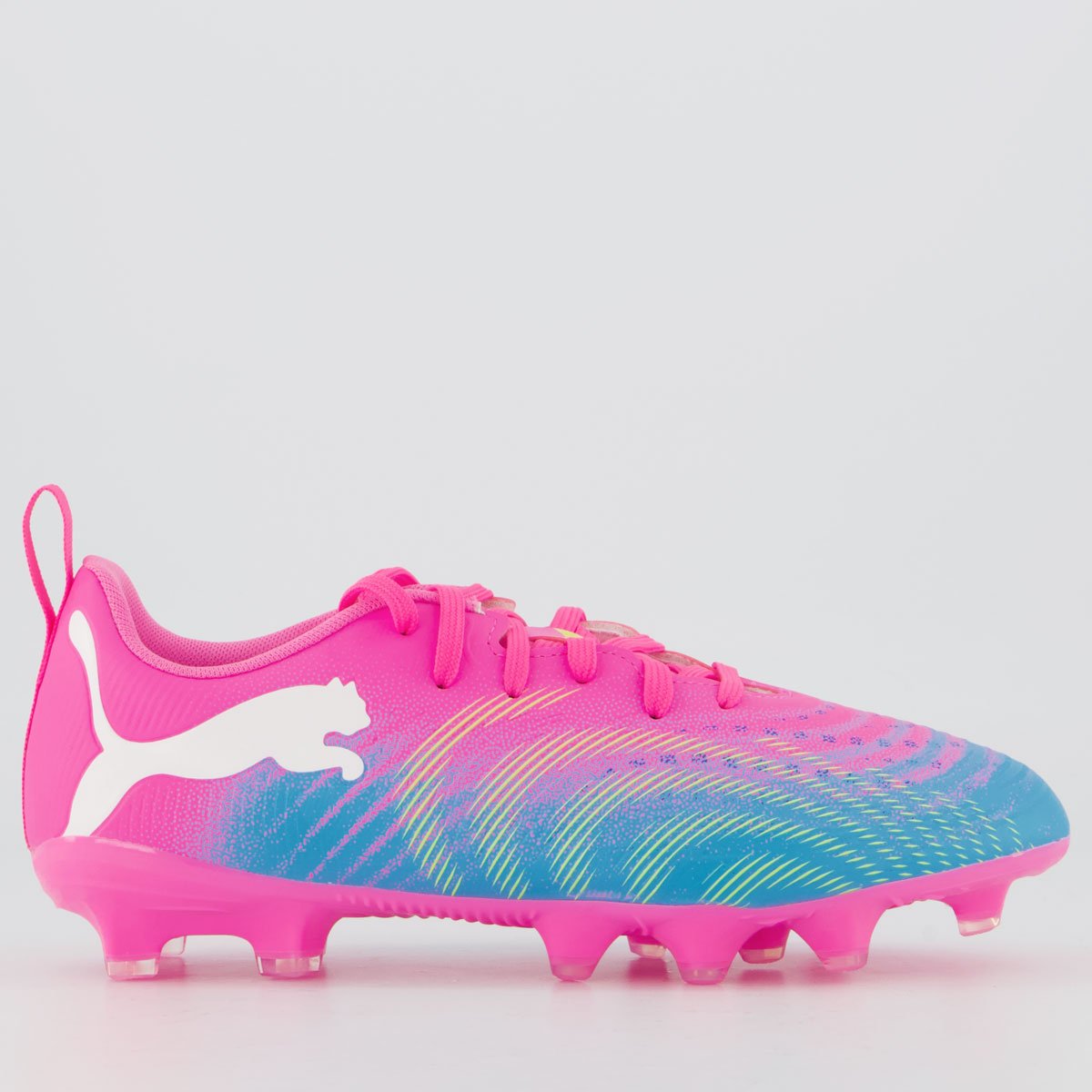 Chuteira Puma Future 9 Play FG/AG Campo Juvenil Rosa