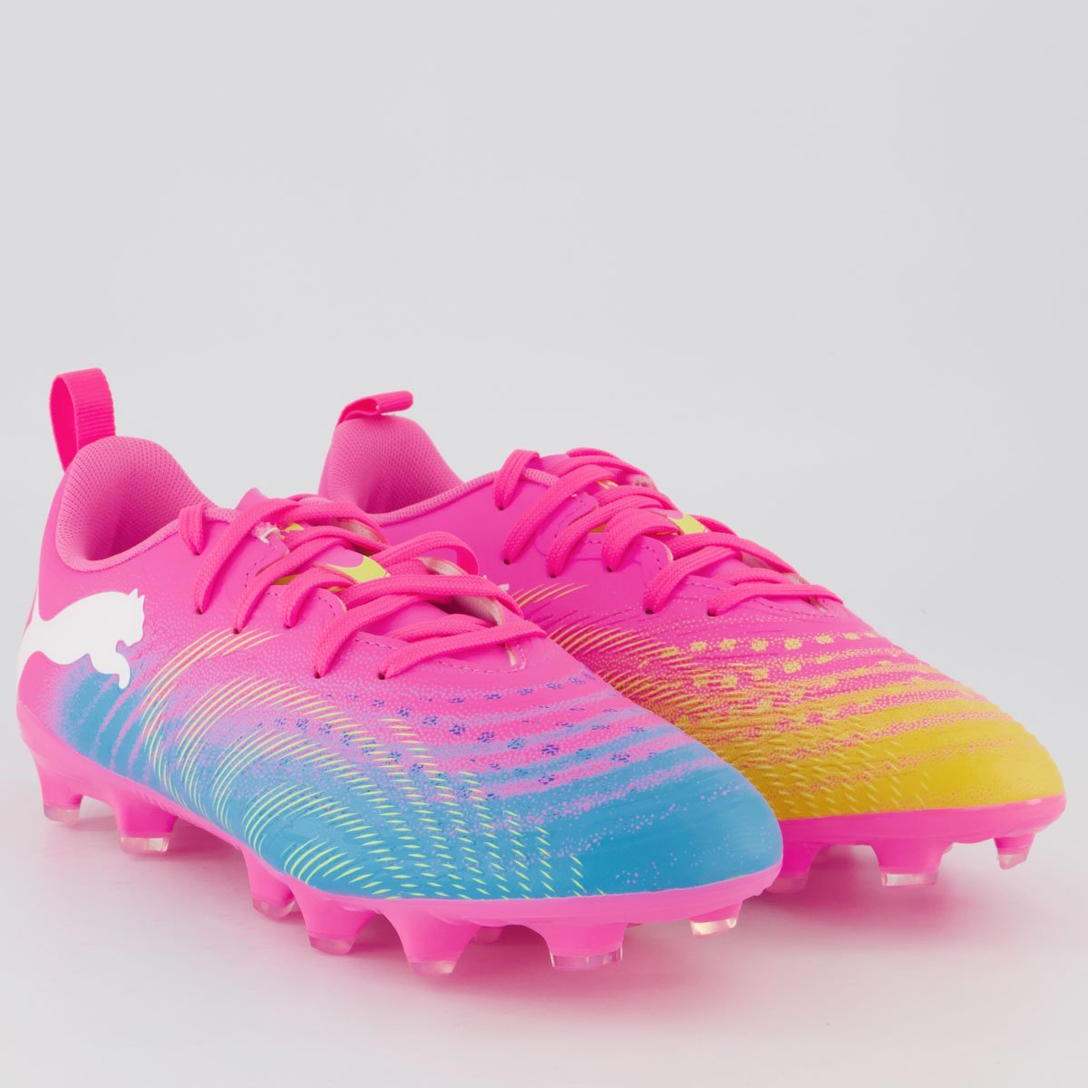 Chuteira Puma Future 9 Play FG/AG Campo Juvenil Rosa Rosa 2