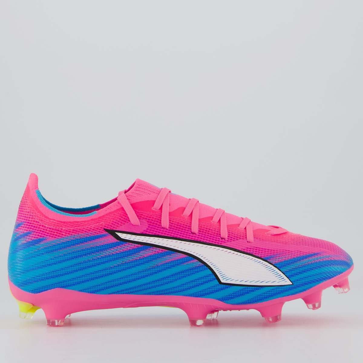 Chuteira Puma Ultra 6 Match FG/AG Campo Rosa e Azul