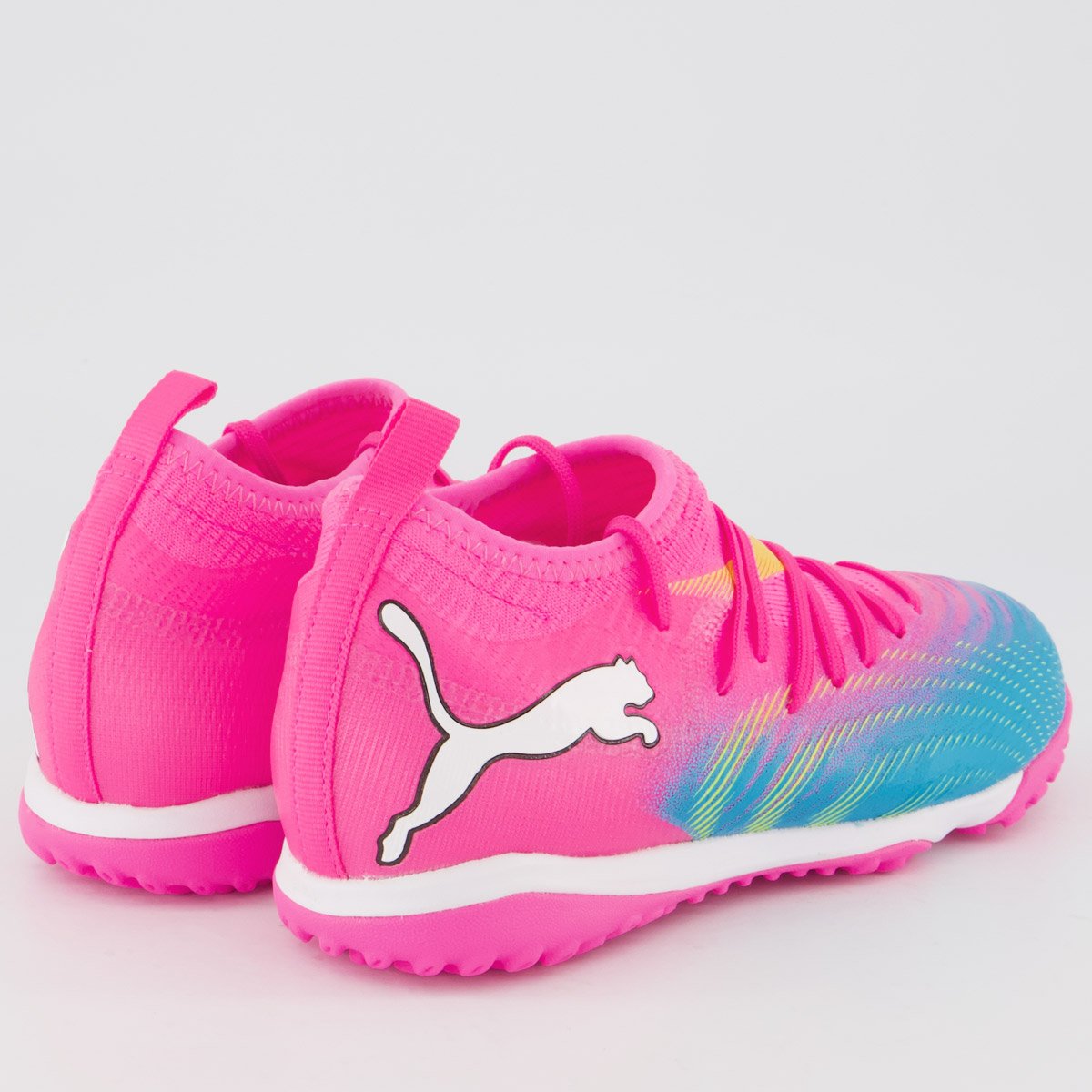 Chuteira Puma Future 9 Match Mid Society Juvenil Rosa e Laranja Rosa 3