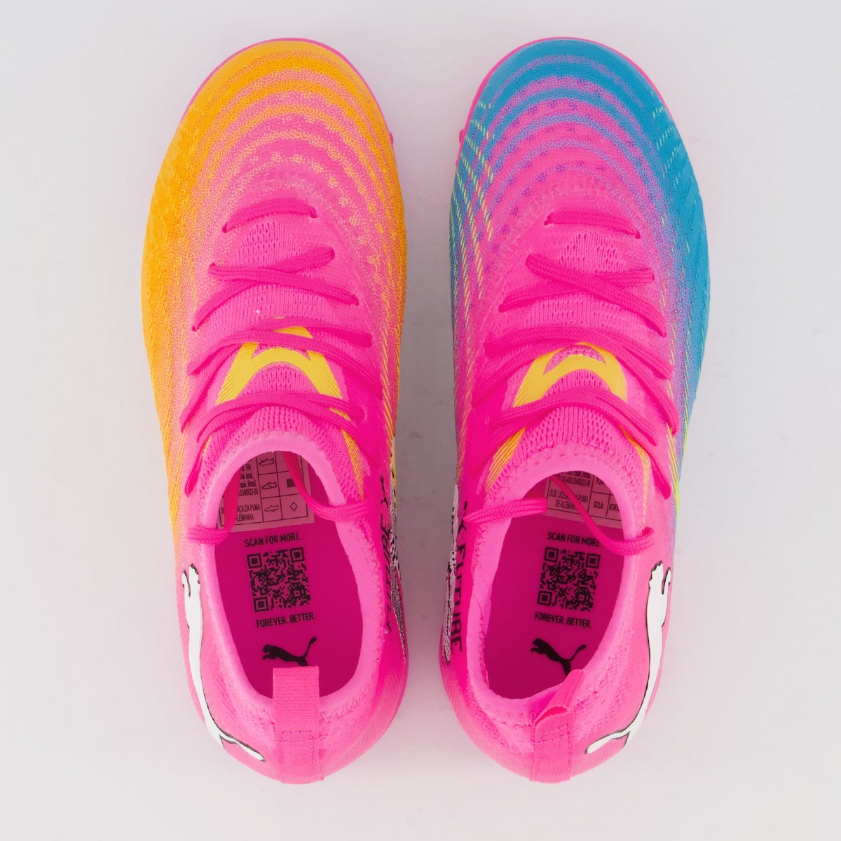 Chuteira Puma Future 9 Match Mid Society Juvenil Rosa e Laranja Rosa 4