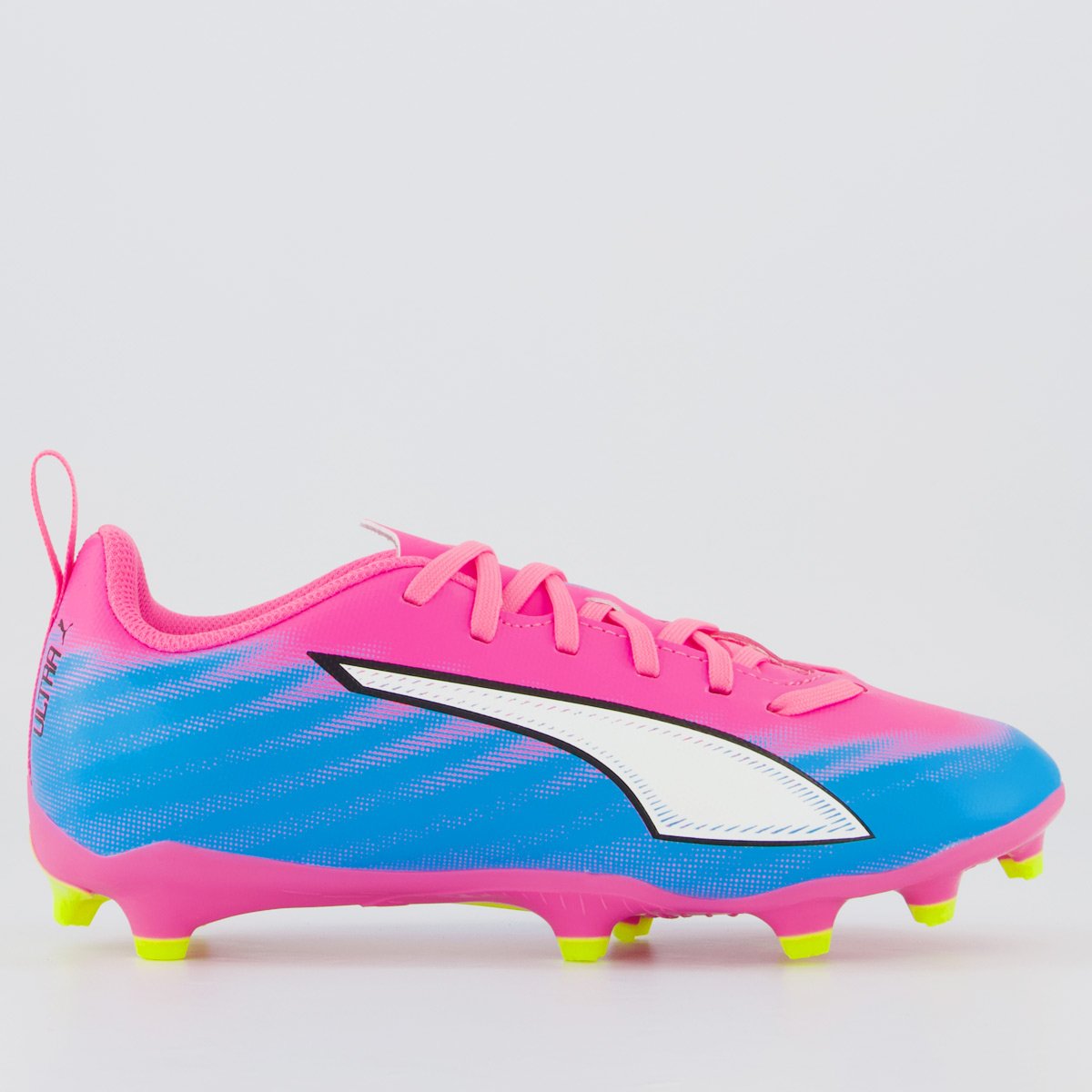 Chuteira Puma Ultra 6 Play FG/AG Campo Juvenil Rosa
