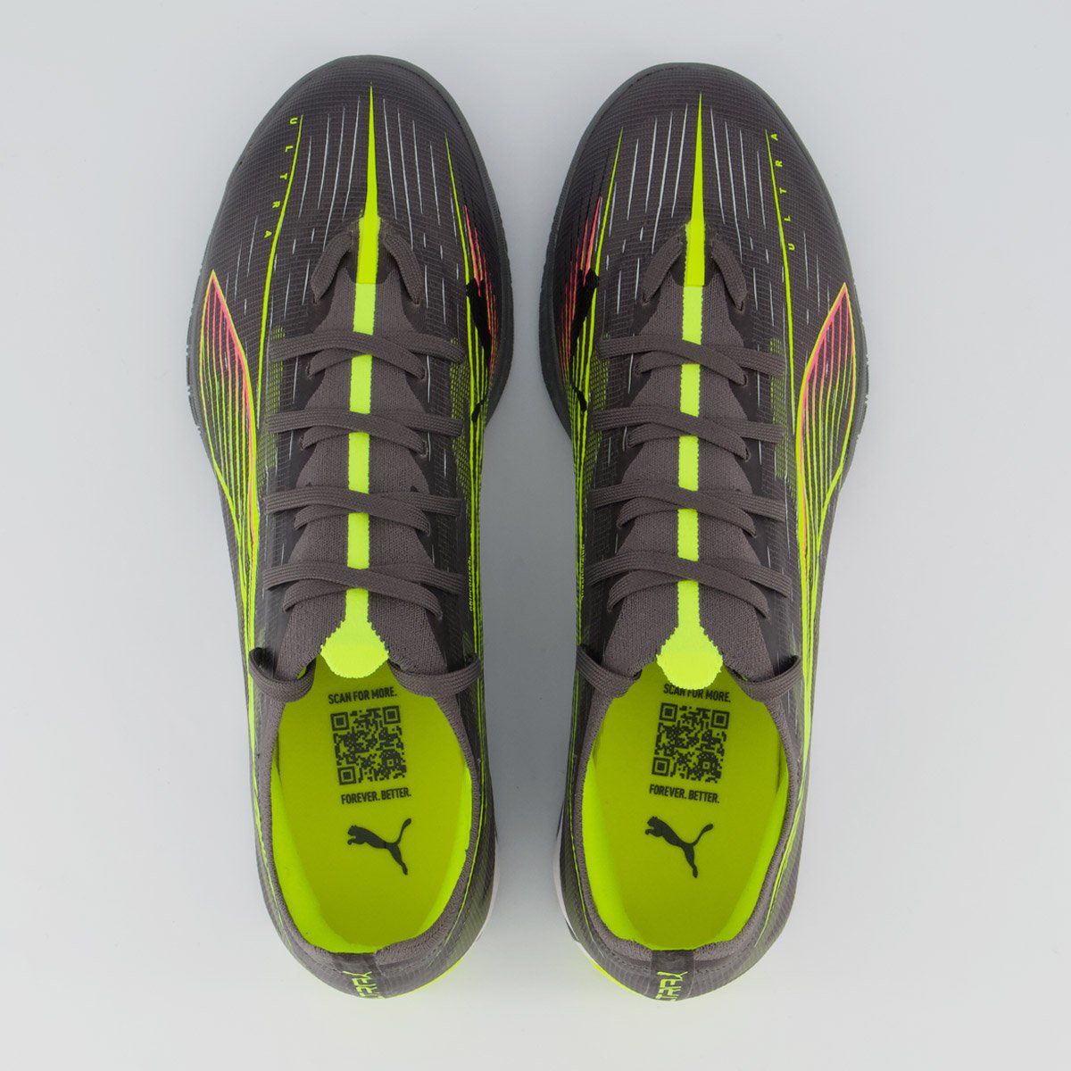 Chuteira Puma Ultra 5 Match IT Futsal Cinza Escuro e Verde Limão Cinza 4