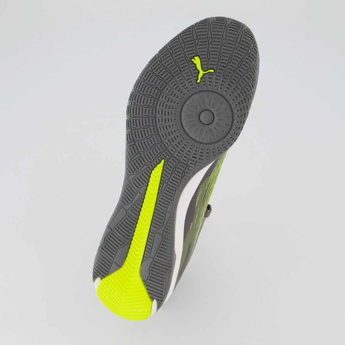Chuteira Puma Ultra 5 Match IT Futsal Cinza Escuro e Verde Limão Cinza 5