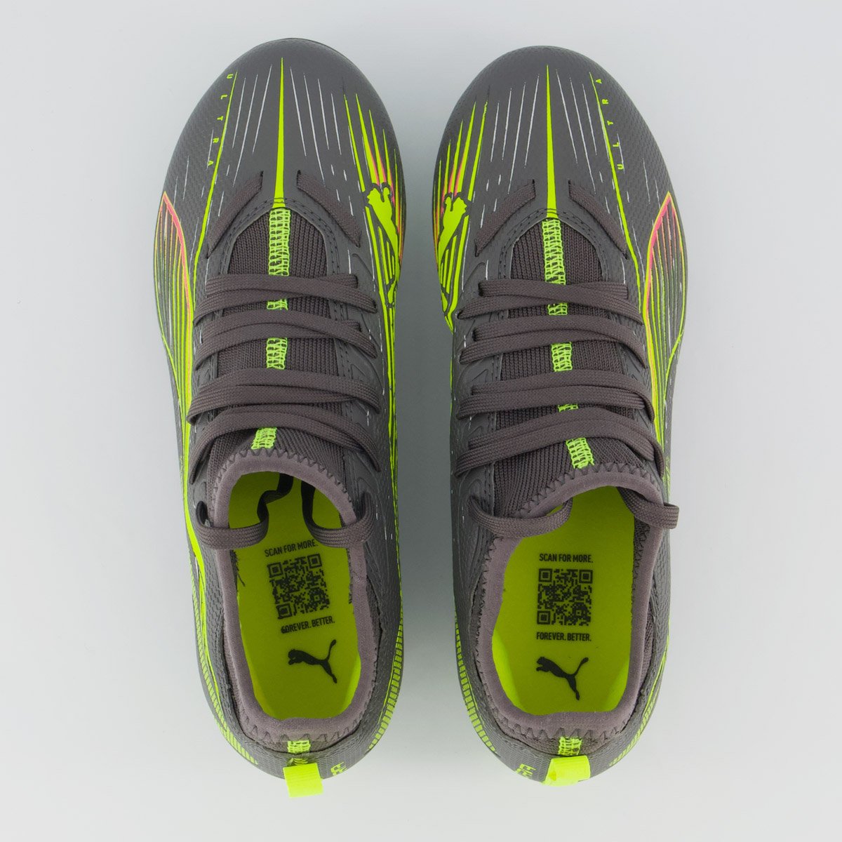 Chuteira Puma Ultra 5 Match+ Campo Juvenil Cinza e Verde Cinza/Verde 4