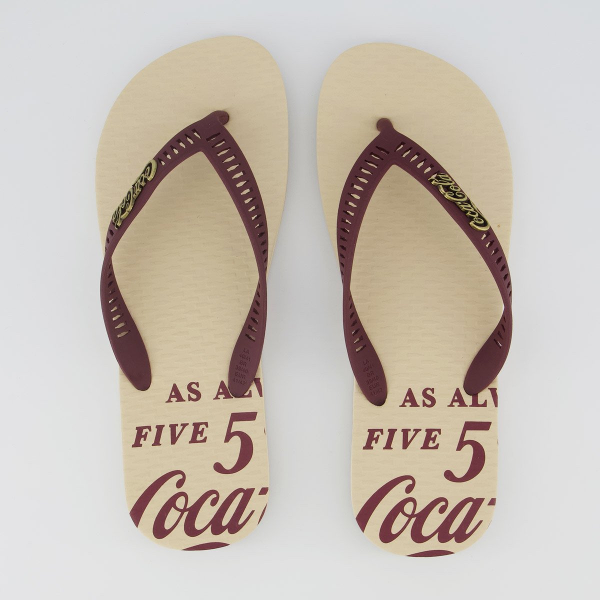 Chinelo Coca Cola Always Off White e Bordo