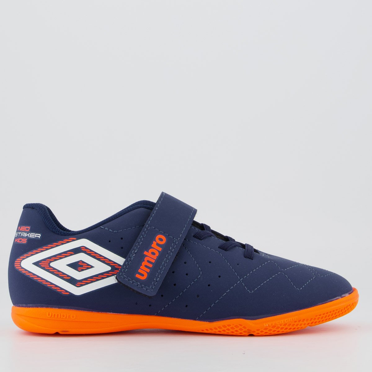 Chuteira Umbro Neo Stiker Futsal Infantil Azul e Laranja