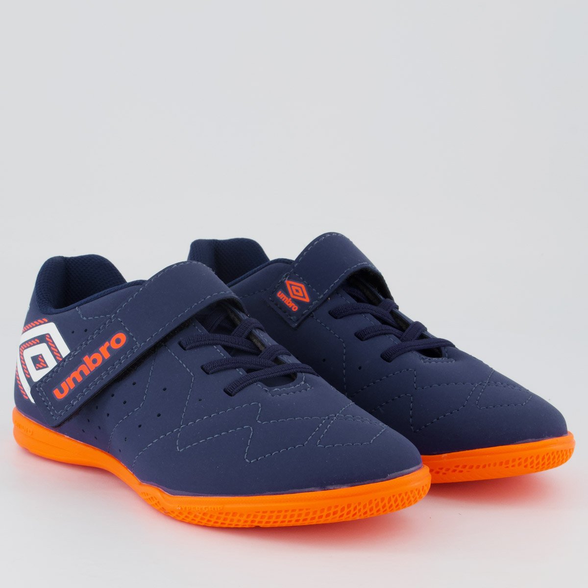 Chuteira Umbro Neo Stiker Futsal Infantil Azul e Laranja Azul/Laranja 2