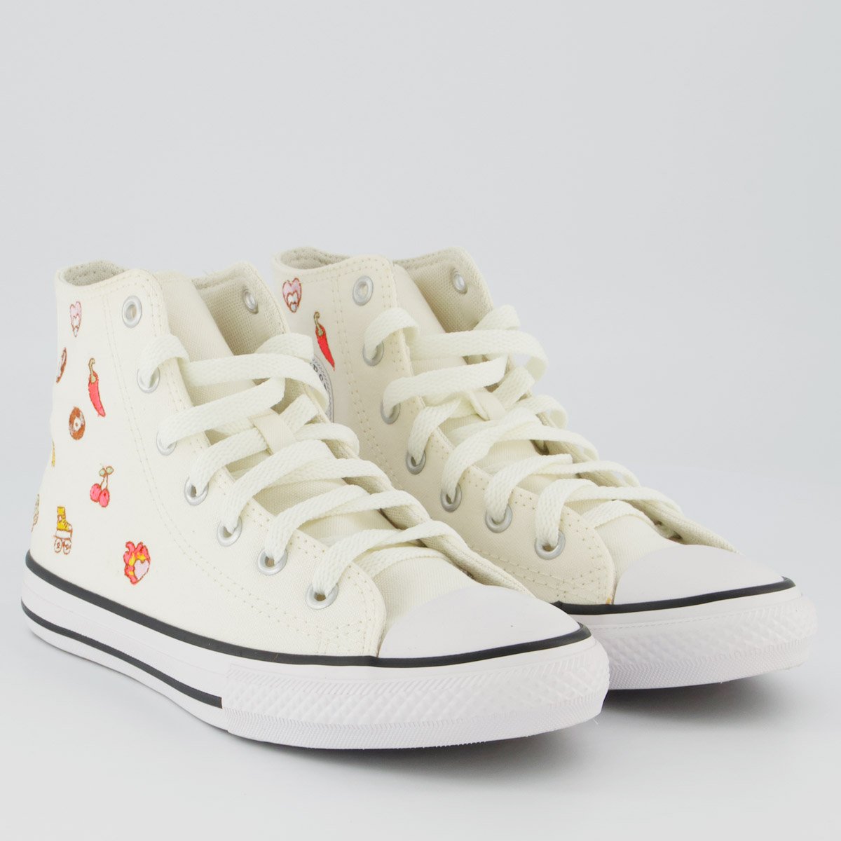 Tênis Converse All Star CK Stikers Juvenil Cano Alto Branco Branco 2