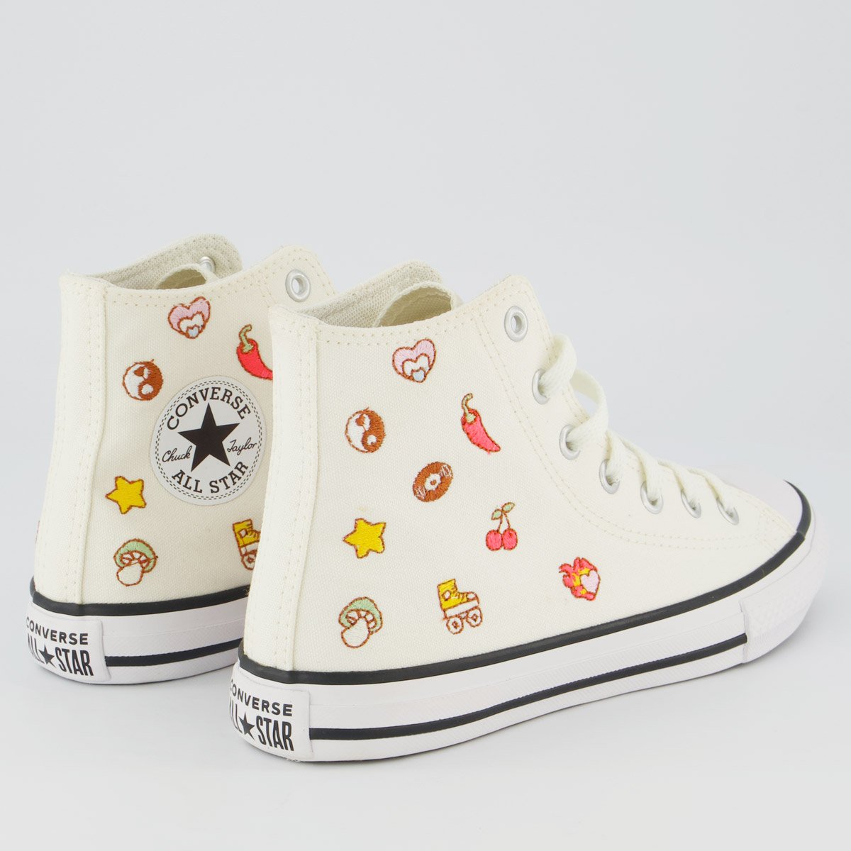 Tênis Converse All Star CK Stikers Juvenil Cano Alto Branco Branco 3