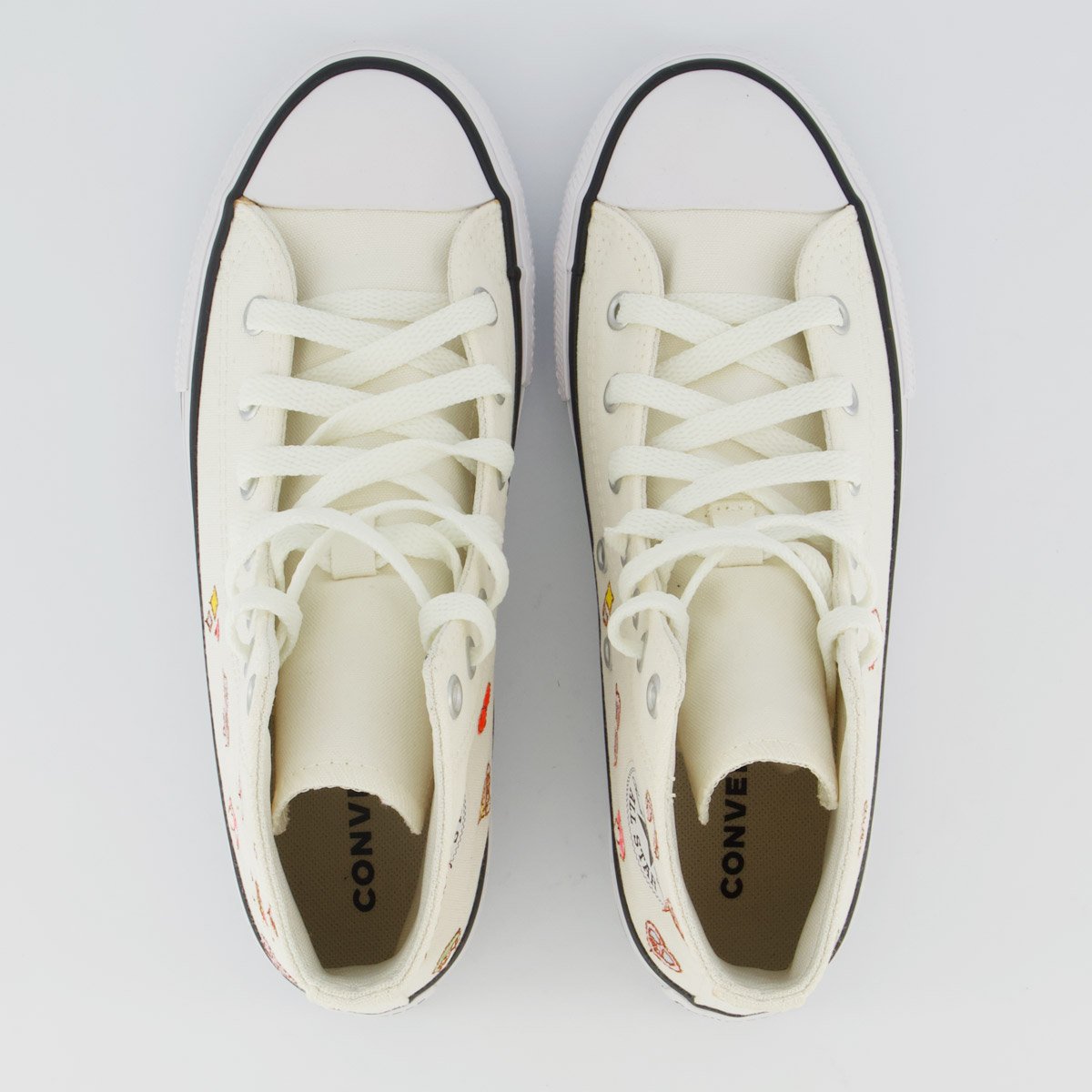 Tênis Converse All Star CK Stikers Juvenil Cano Alto Branco Branco 4