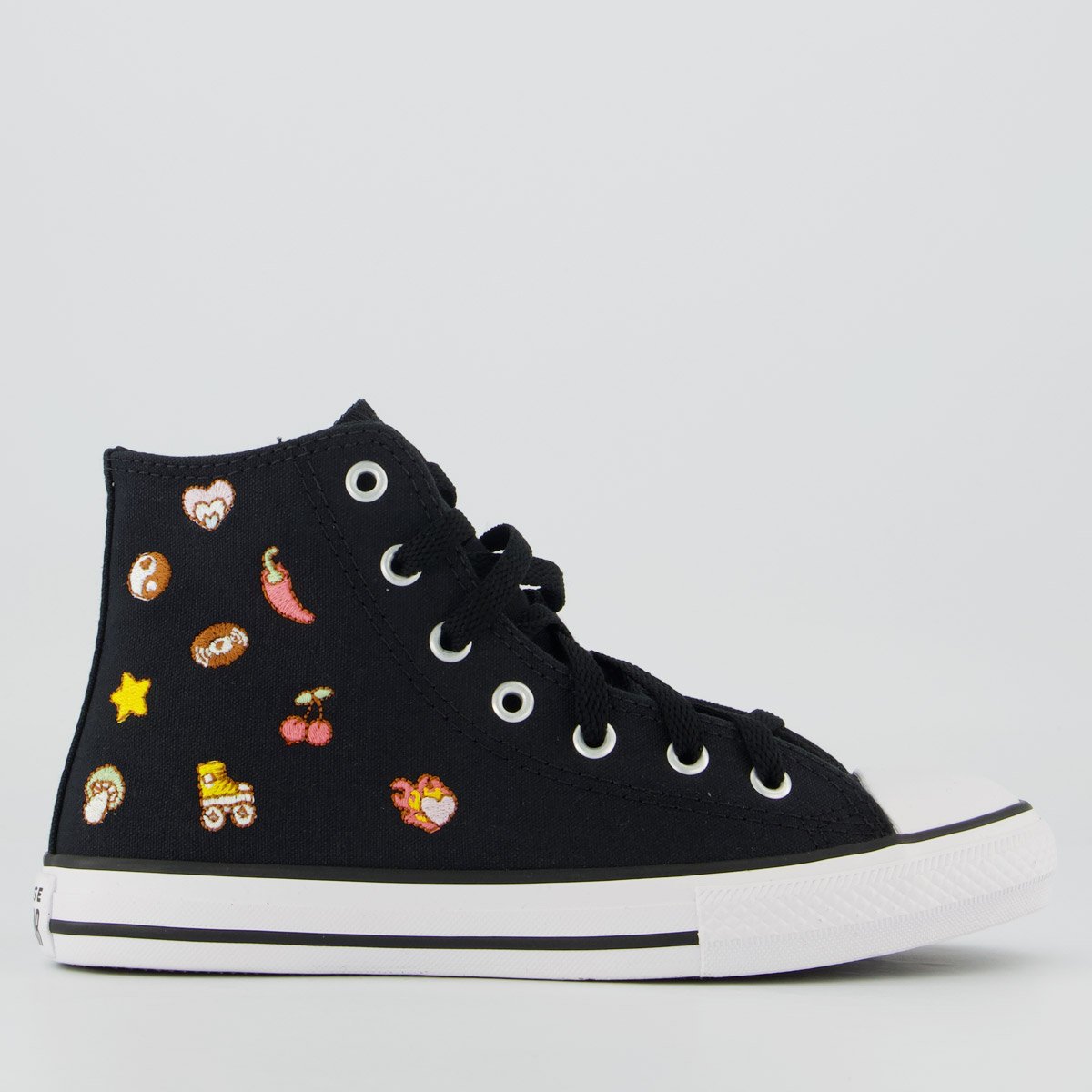 Tênis Converse All Star CK Stikers Juvenil Cano Alto Preto