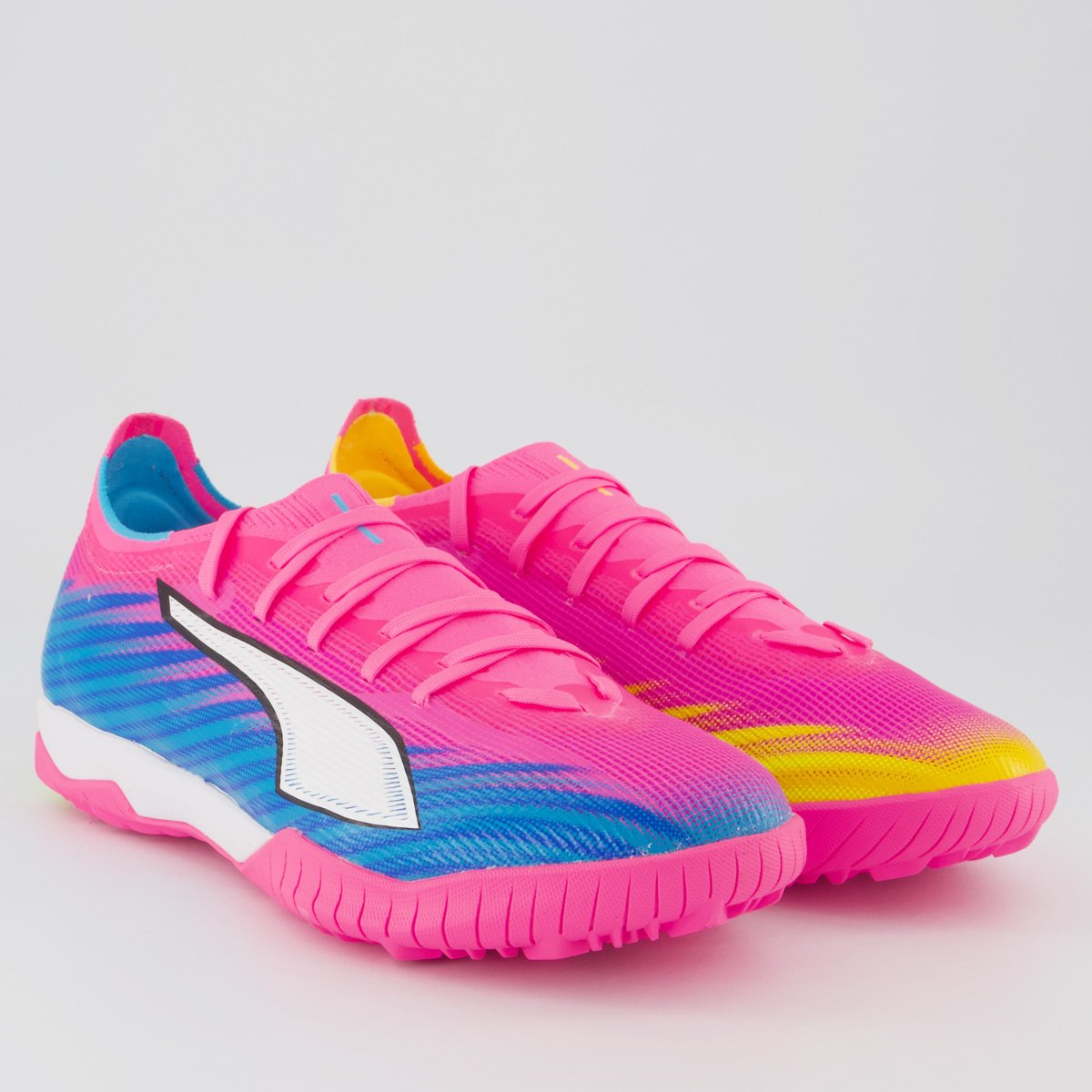 Chuteira Puma Ultra 6 Match Society Rosa e Amarela Rosa 2