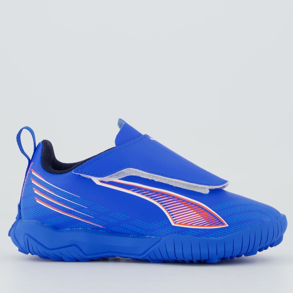 Chuteira Puma Ultra 6 Play V TT Society Infantil Azul