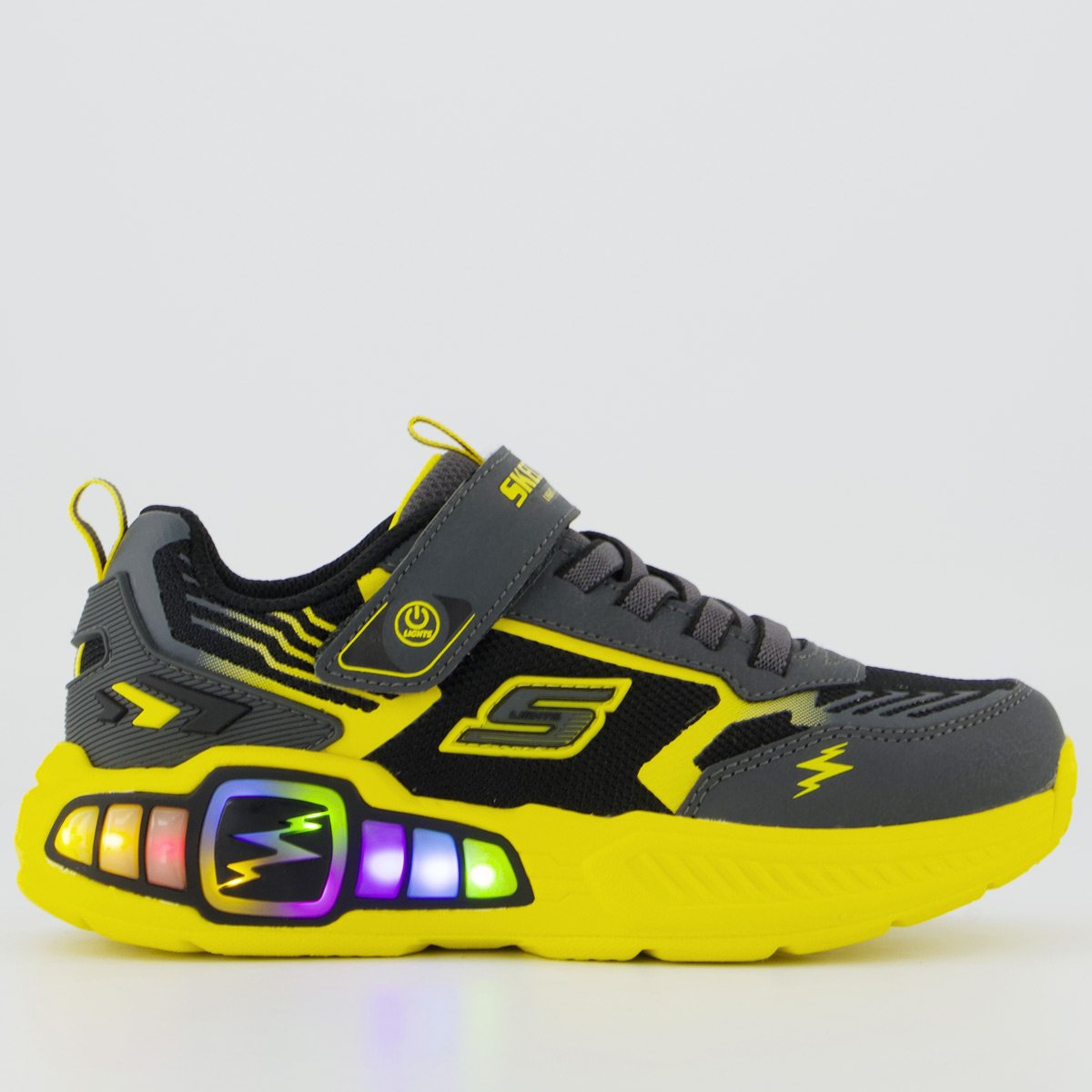Tênis Skechers Light Storm 3 Infantil Cinza e Amarelo
