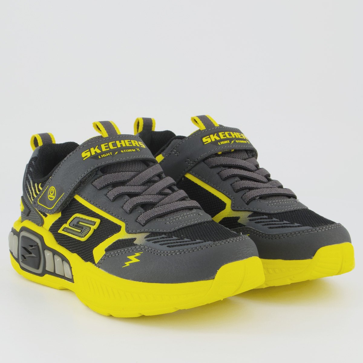 Tênis Skechers Light Storm 3 Infantil Cinza e Amarelo Cinza/Amarelo 2